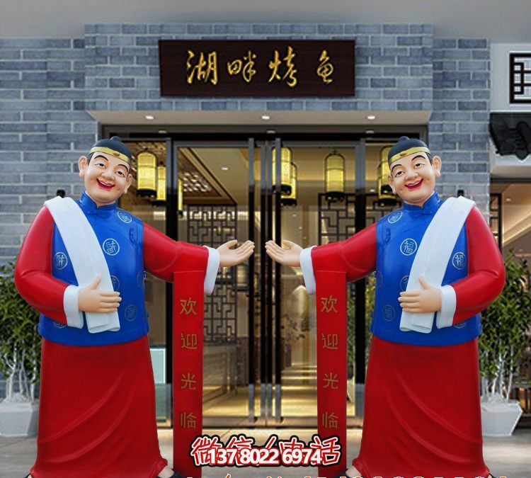 玻璃鋼精美彩繪迎賓雕塑，為您的酒店門口增添藝術氣息