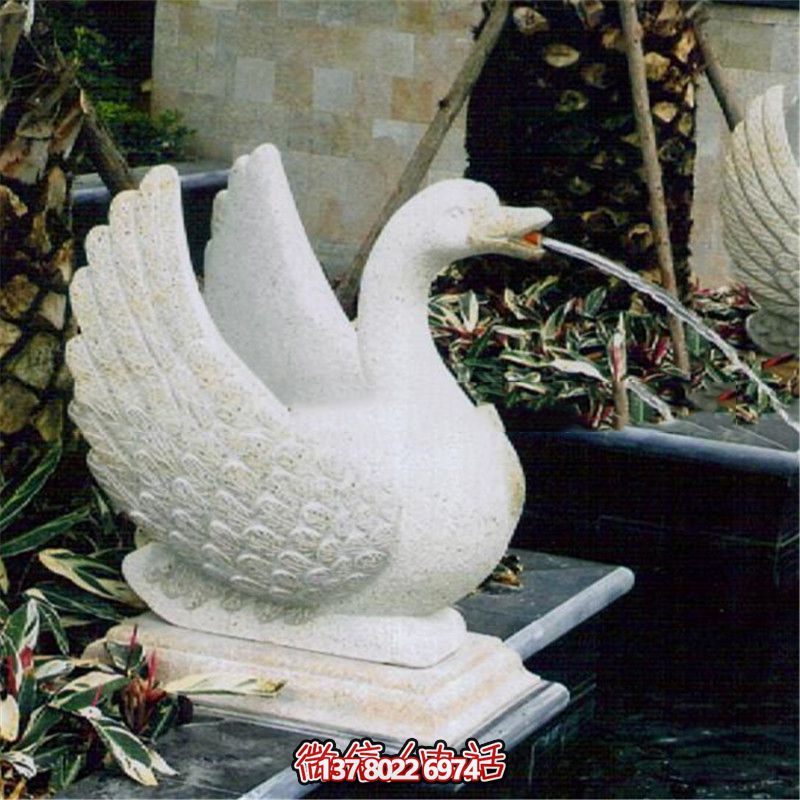 玻璃鋼雕塑噴水器，點亮公園白色天鵝