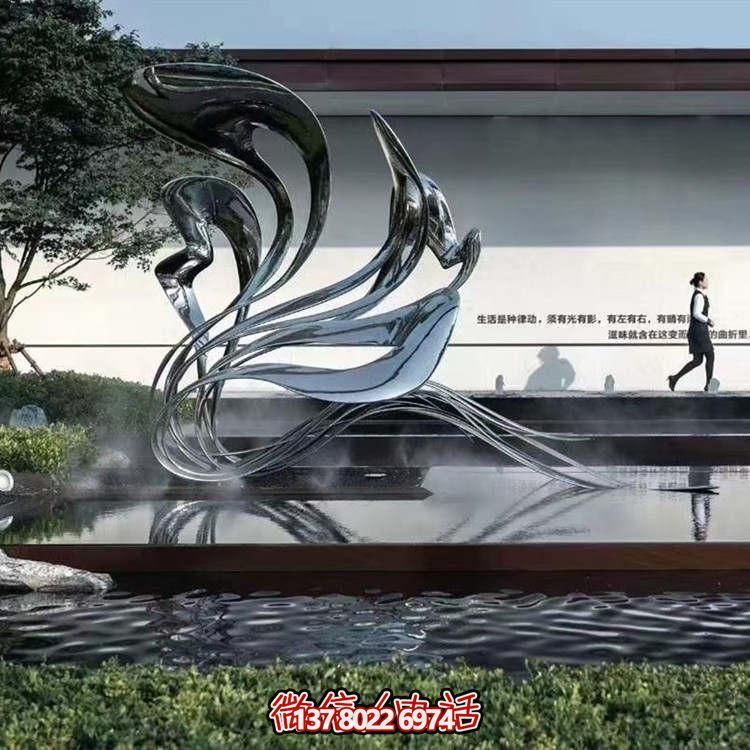 大型不銹鋼抽象雕塑，現代水景景觀創意裝飾
