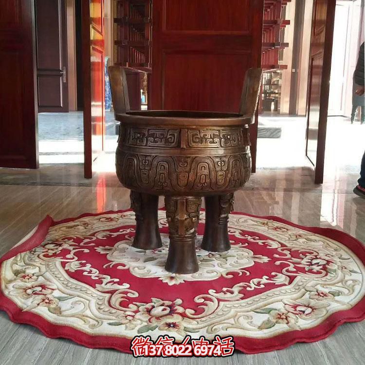 純銅鼎仿古香爐擺件，圓潤家居裝飾