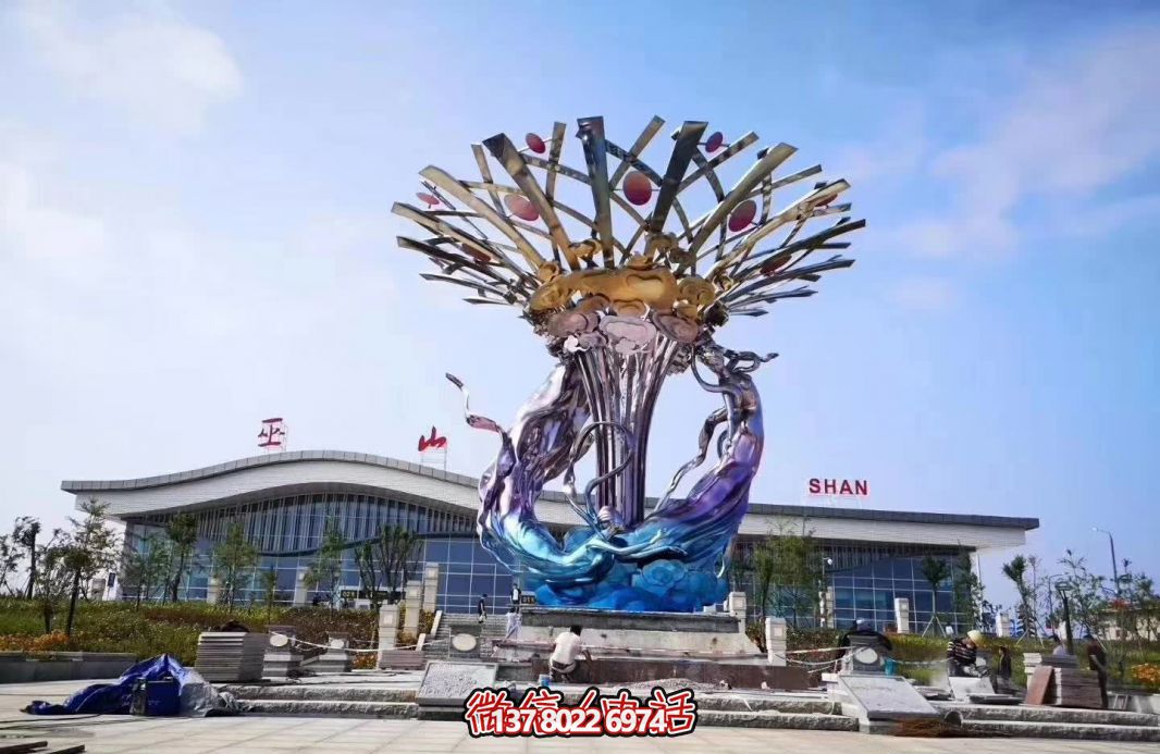 玻璃鋼美人魚雕塑，給廣場帶來彩繪跳舞美景
