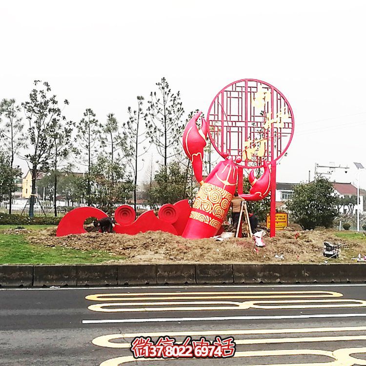 大型玻璃鋼龍蝦模型雕塑，裝飾城市街道邊