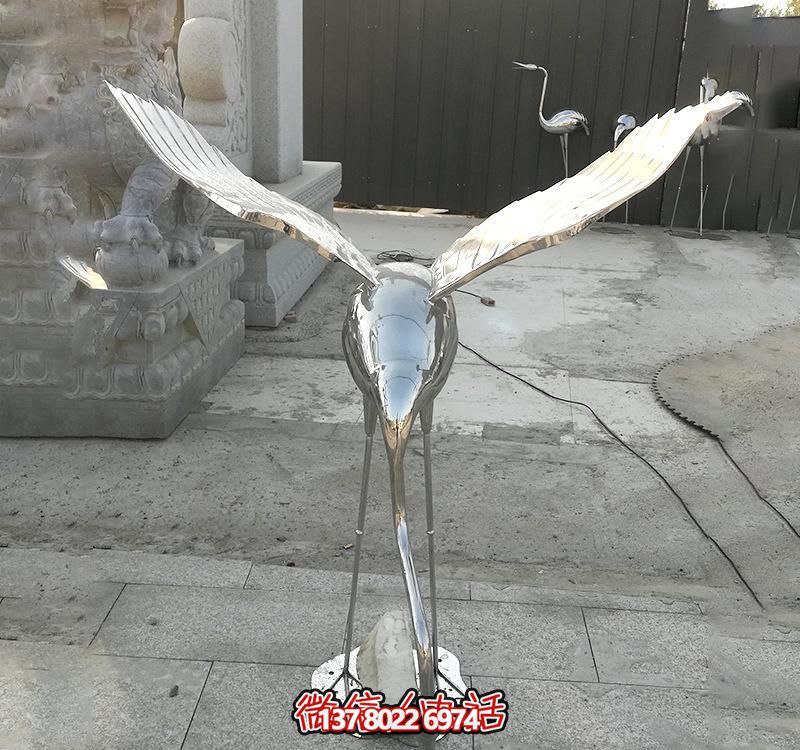 公園不銹鋼鏡面戶外園林景觀裝飾品仙鶴雕塑 公園不銹鋼鏡面戶外園林景觀裝飾品仙鶴雕塑
