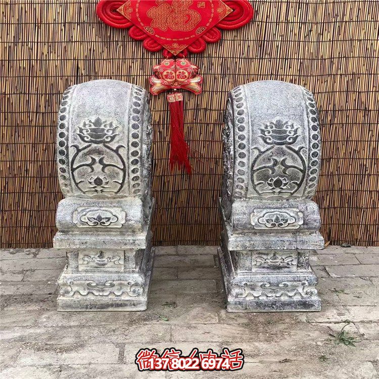 青石仿古抱鼓石，大理石古建大門門墩