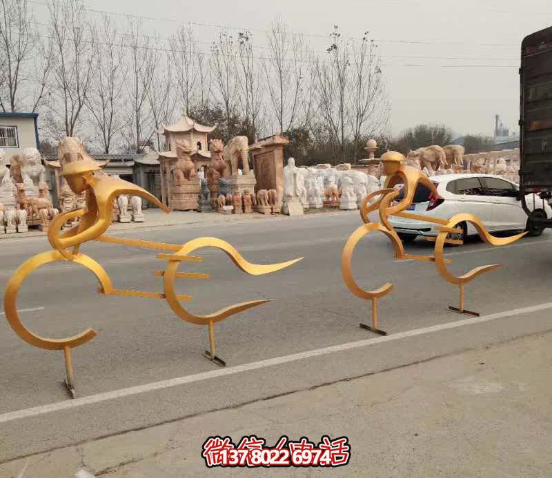 抽象仿真不銹鋼鐵藝騎單車雕塑 抽象仿真不銹鋼鐵藝騎單車雕塑